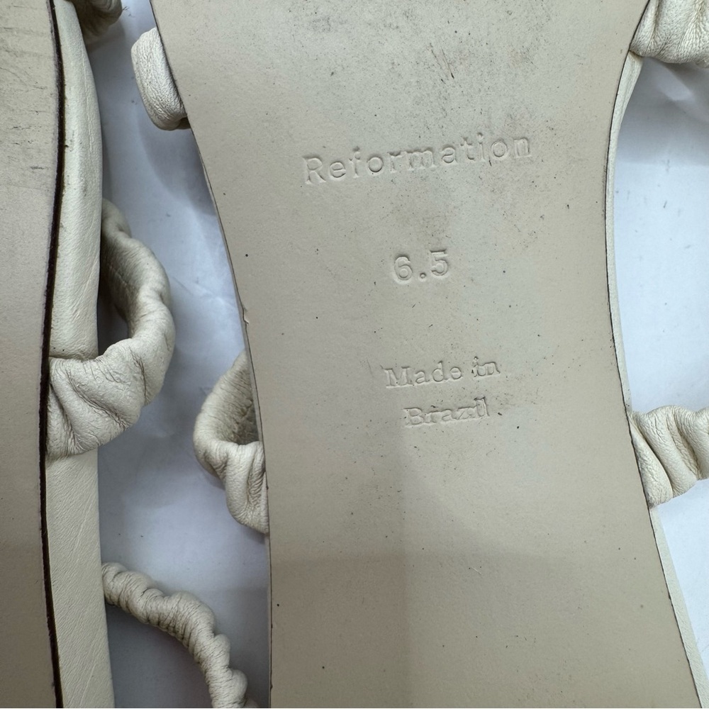 Reformation Assunta Strappy Block Heel Mule white leather sandal square toe 6.5 - Picture 7 of 12